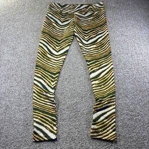 Zubaz Leggings Packers Womens Medium Multicolor Zebra Print Ankle Stretch Knit